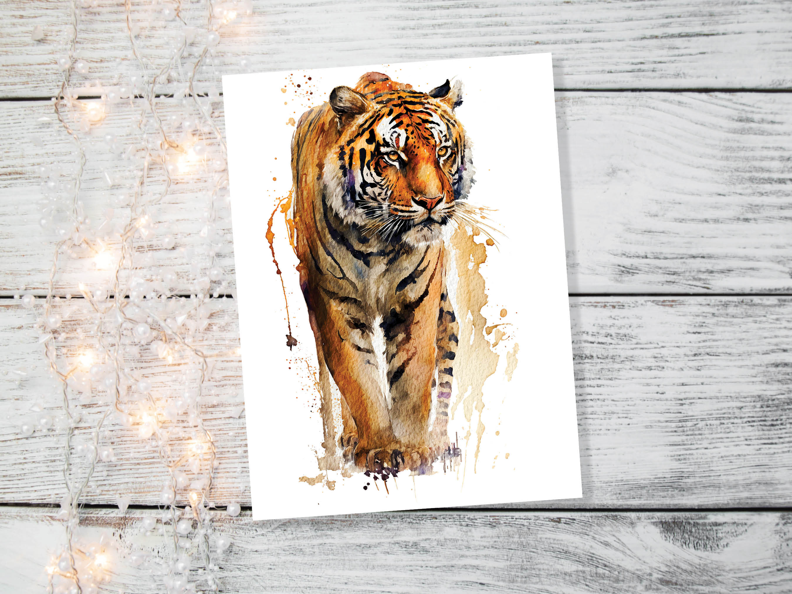 Tiger Birthday Card Big Cat Art Year Of The Tiger Wild Animal Thinking Of You Happy Birthday Watercolour Painting Greeting Cards Notelets