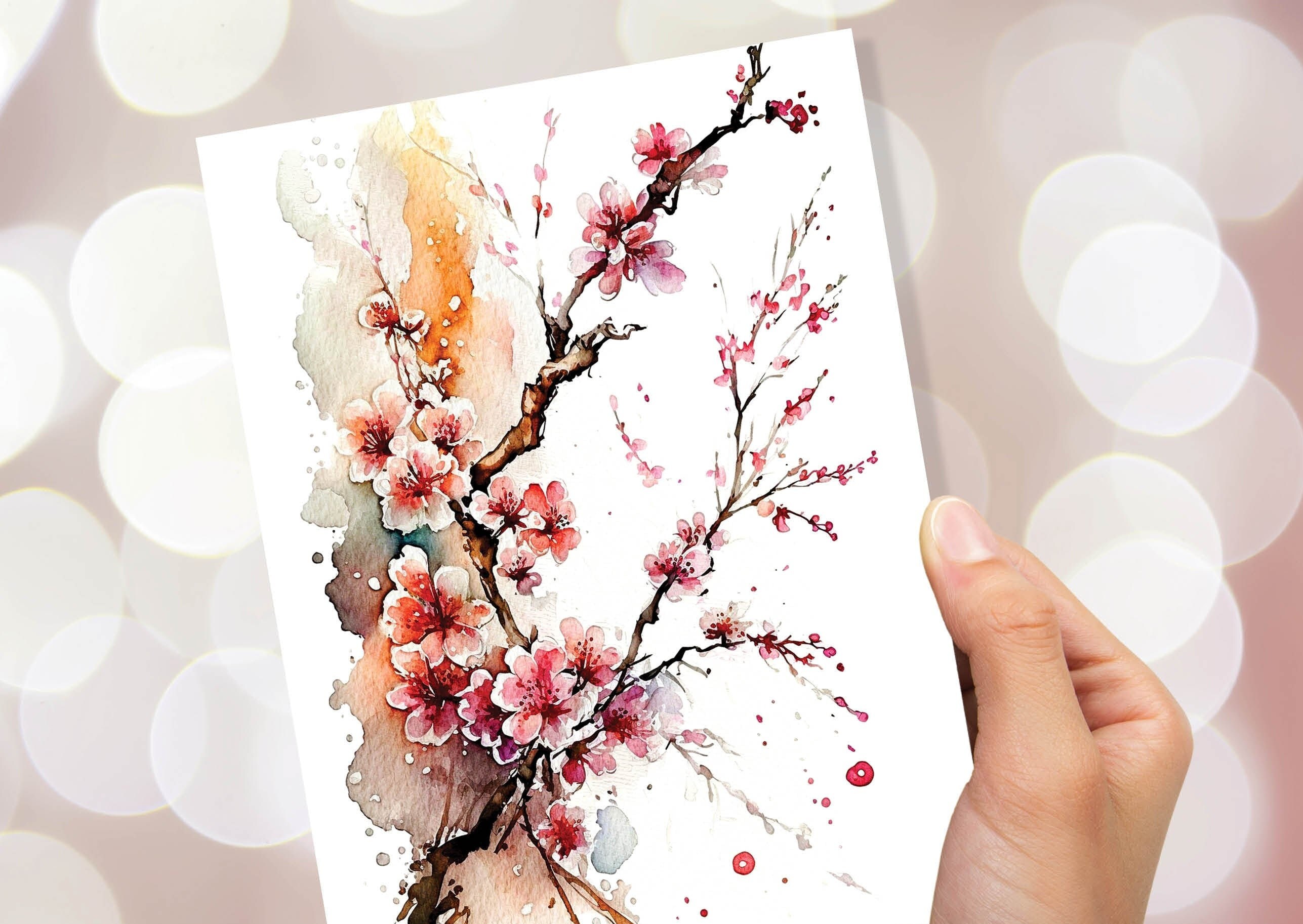 Japanese Cherry Blossom Card Pink Floral Flowers Mothering Sunday Happy Mothers Day Cards from Daughter Mum Birthday Cards BFF Greeting Card - View 8