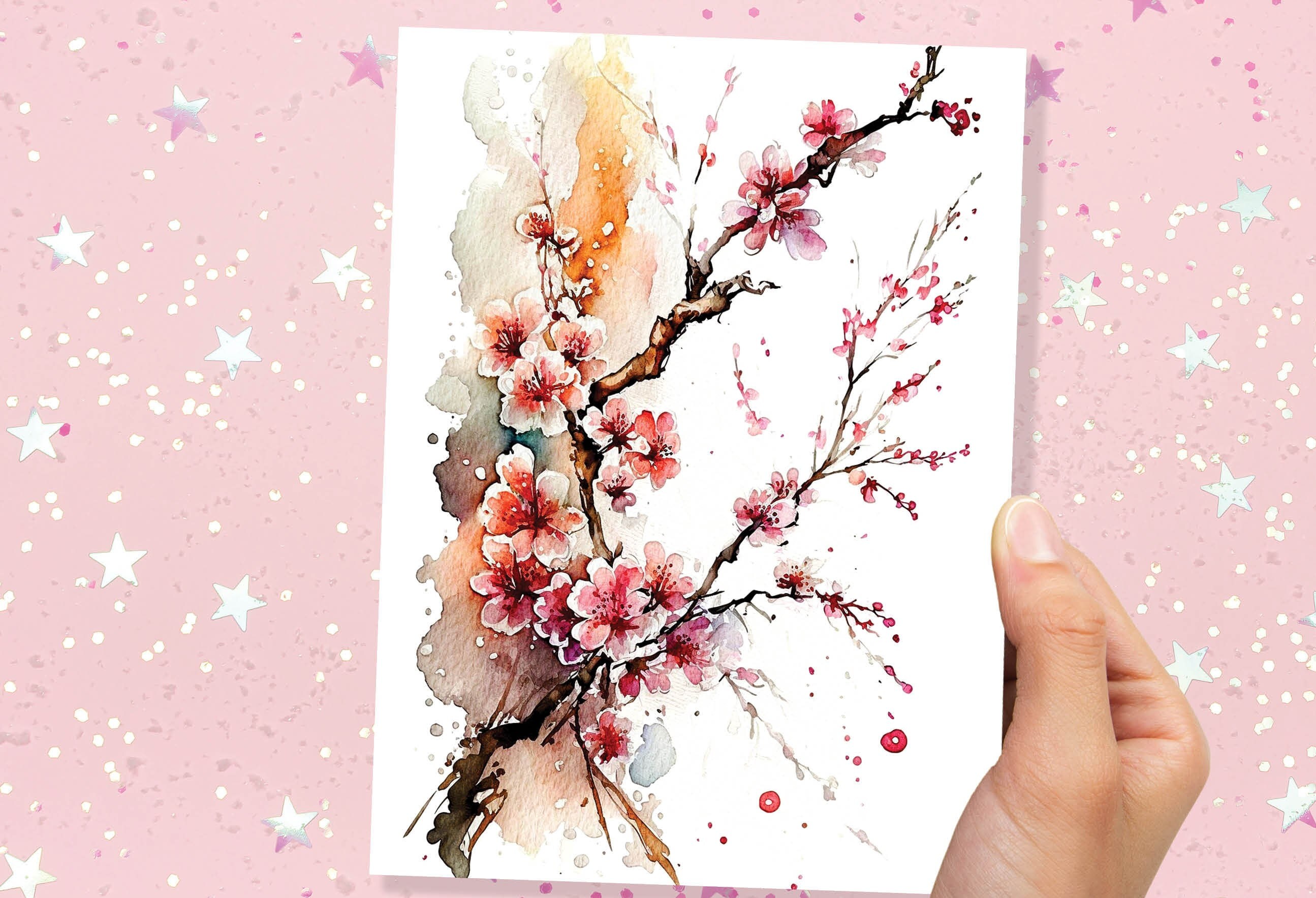Japanese Cherry Blossom Card Pink Floral Flowers Mothering Sunday Happy Mothers Day Cards from Daughter Mum Birthday Cards BFF Greeting Card - View 6